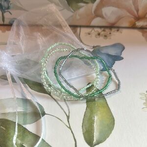 Green Beaded Bracelet Set